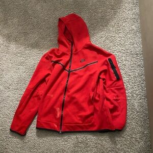 Red Nike Tech Zip Up